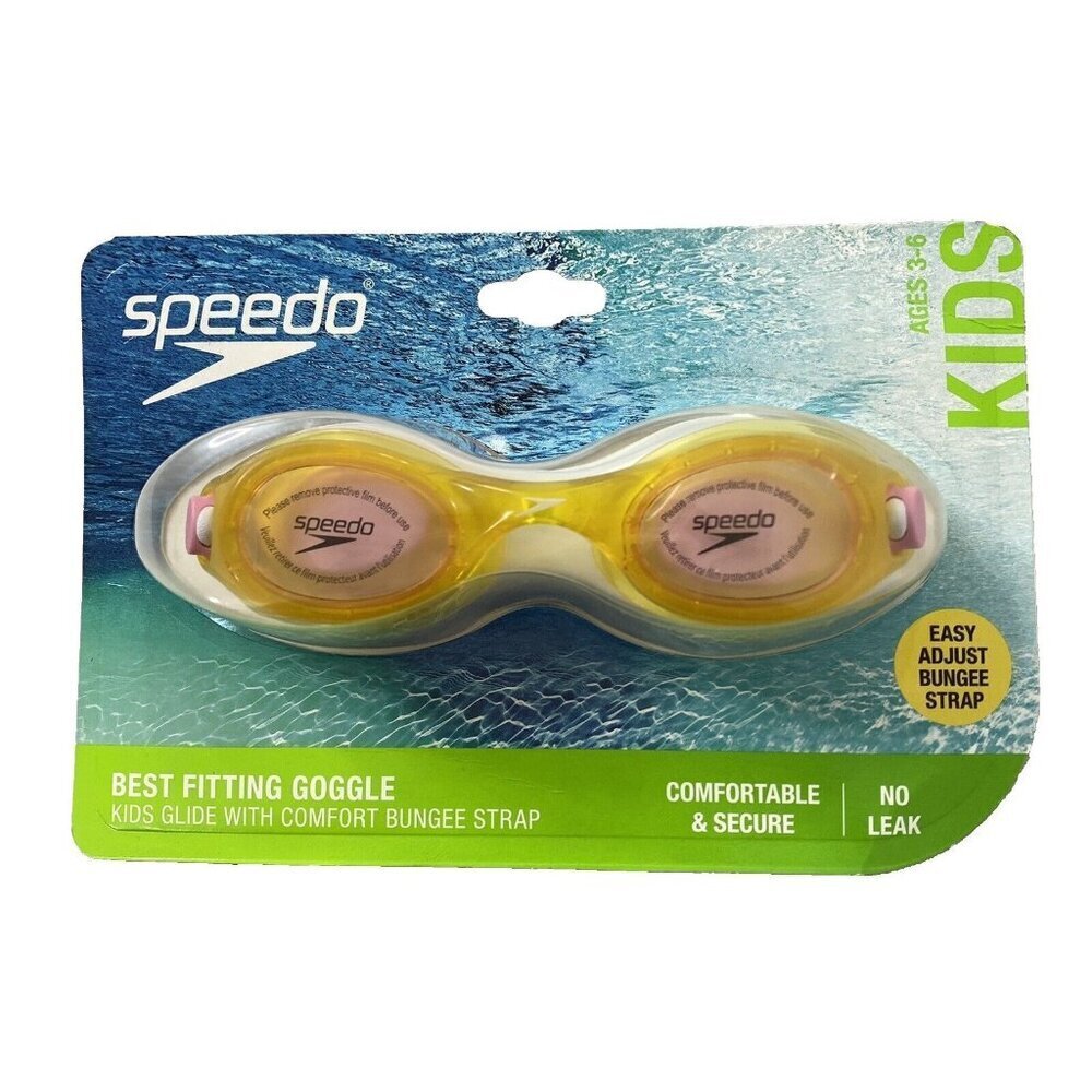 Speedo Kids Swim Goggles No Leak Comfort Fit Yellow Pink UV Protection Age 3-6